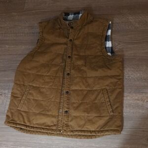 Brown Quilted Vest with Plaid Lining